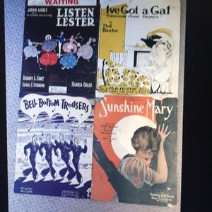 bundle of 4 Vintage Sheet Music WWII Era & Older Americana nostalgic historic